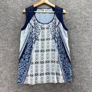 Cabi Blouse Women M Medium White Geometric Sleeveless Wide Strap Lined Casual